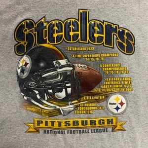 Vintage NFL Pittsburgh Steelers Stats Grey T-Shirt